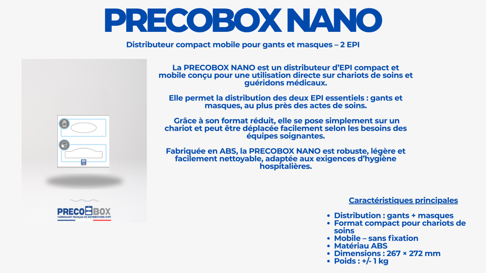 precobox nano rangement epi pour chariot de soins