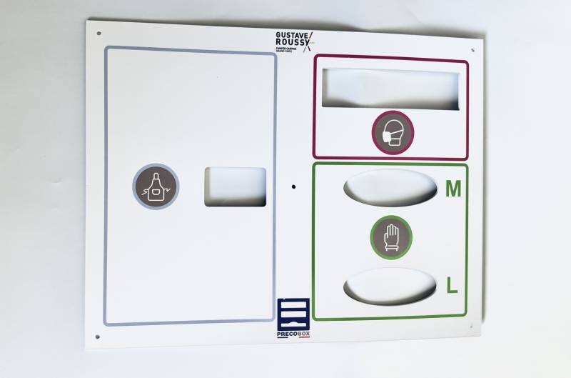 façade personnalisée precobox gustave roussy pour epi gants masques et tabliers à val-de-marne