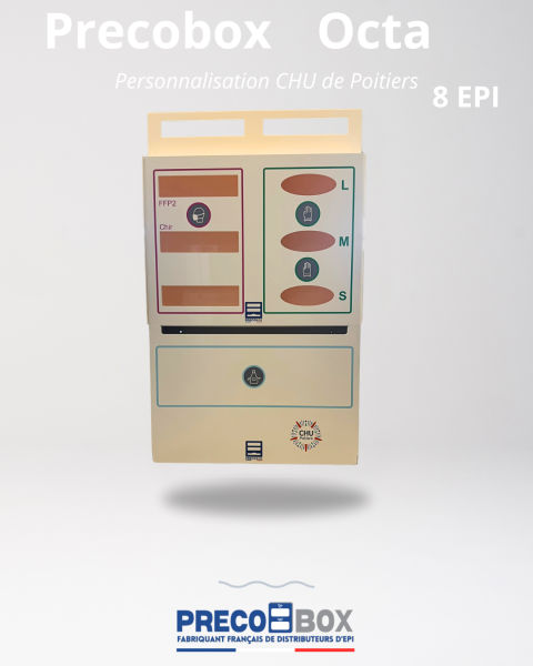 precobox octa et preciosa personnalisées avec logo chu de poitiers rangement epi hospitalier poitiers
