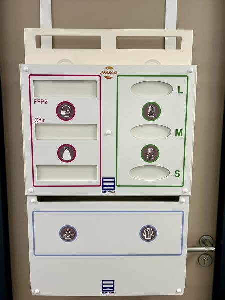 distributeur mural octa 8 epi precobox personnalisé emeis avec bretelles et portes gravitaires à paris