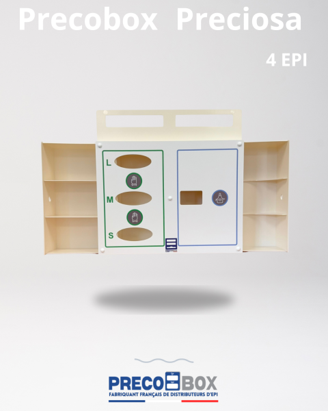 distributeur d’epi precobox preciosa 4 compartiments avec rangements latéraux ouverts à lyon