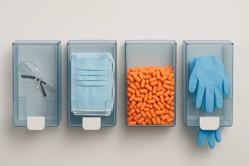 Precobox lance ses distributeurs d'EPI en plastiques personnalisables pour les secteurs de la santé, de l'agroalimentaire et l'industriel en France