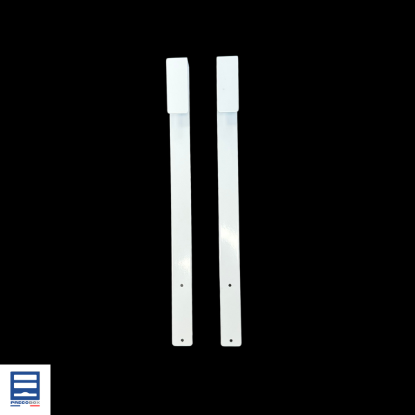 paire de bretelles métalliques précobox vues de face avec perçages de fixation