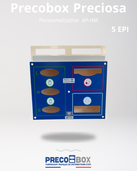 distributeur precobox preciosa 6 epi personnalisé ap hm marseille avec fixation murale amovible en établissement hospitalier